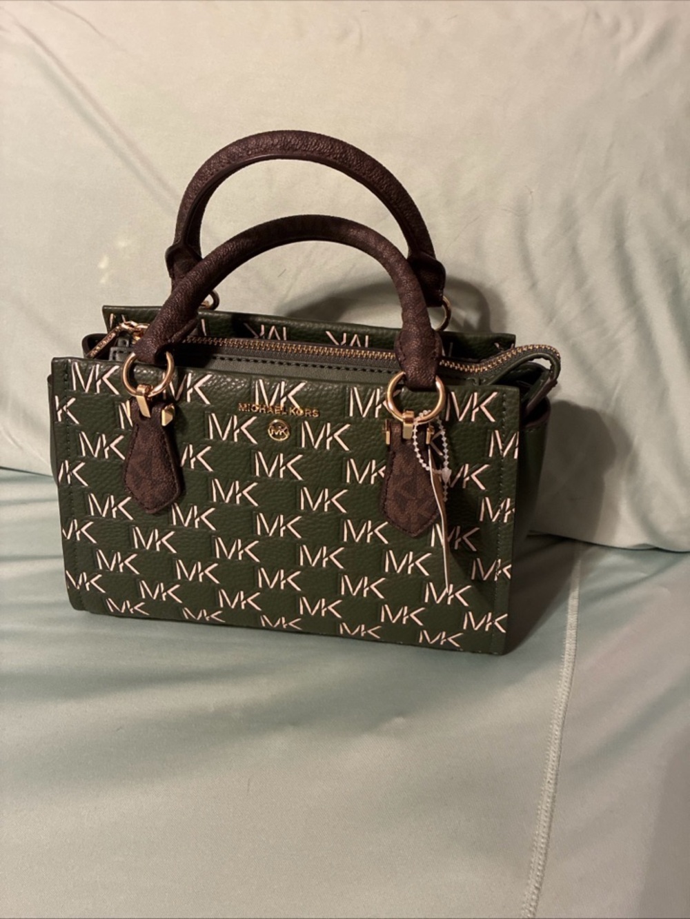 Michael kors ladies Marilyn Amazon green small crossbody purse - Picture 2 of 9